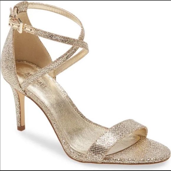 Michael Kors Simone Mid Sandal Glitter Sand Retail $89 - Picture 1 of 3